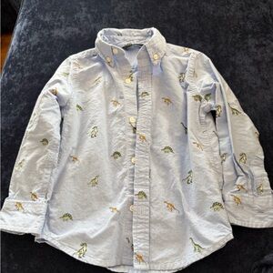 Janie and Jack Light Blue Dinosaur Button Down Shirt